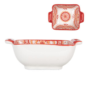 Set 2 boluri ceramica multicolora 11x8x4 cm, 75 ml