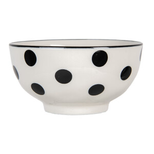 Set 2 boluri ceramica alba neagra 11x6 cm, 125 ml