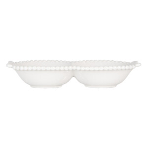 Bol dublu ceramica alba 25x7x3 cm, 100 ml