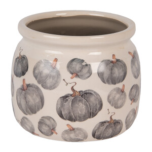 Ghiveci flori ceramica gri bej Dovleac 16x13 cm
