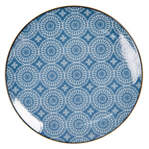 Set 5 farfurii ceramica alb albastra 21x1 cm
