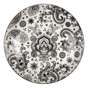 Set 2 farfurii ceramica alba neagra 21x3 cm