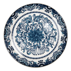 Set 6 farfurii ceramica alba albastra 21x3 cm
