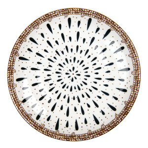 Set 6 farfurii ceramica alba maro neagra 21x3 cm