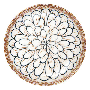 Farfurie ceramica maro neagra alba 21x3 cm