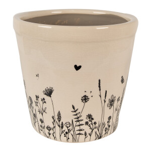 Ghiveci flori ceramica bej neagra 15x14 cm