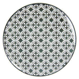Set 8 farfurii ceramica alba verde 26 cm