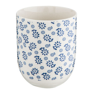 Set 6 cani portelan albastru alb 6x8, 100 ml