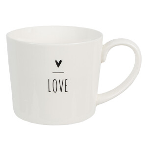 Set 2 cani ceramica alba neagra Love 12x8x7 cm, 275 ml