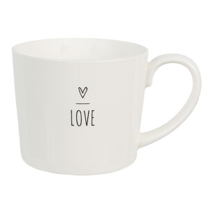 Set 2 cani ceramica neagra alba Love 12x8x7 cm, 275 ml