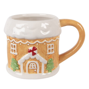 Cana Craciun Casuta Turta Dulce ceramica multicolora 13x9x9 cm / 300 ml
