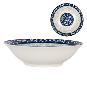 Bol ceramica alba gri albastra 21x5 cm, 600 ml