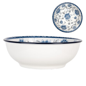 Bol ceramica alba gri albastra 19x7 cm, 750 ml