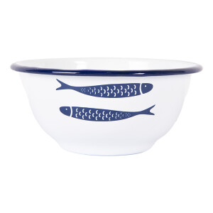 Bol metal alb albastru Pesti 14x7 cm, 350 ml