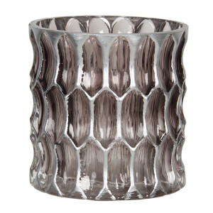 Set 3 suporturi lumanari sticla argintie 10x10 cm