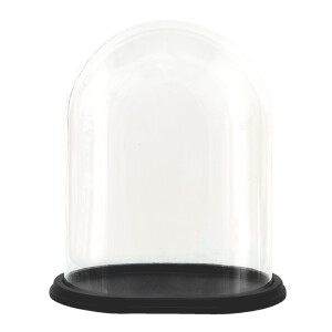 Platou decorativ lemn negru cupola sticla 28x20x32 cm