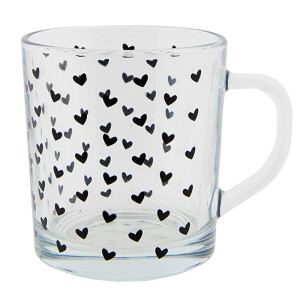 Set 6 cani sticla transparenta neagra 11x8x9 cm, 250 ml