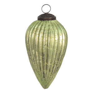Set 4 globuri brad Craciun sticla verde 7x12 cm