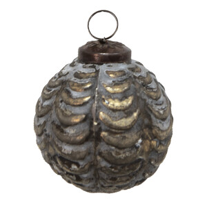 Set 4 globuri brad Craciun sticla maro gri 5x5 cm