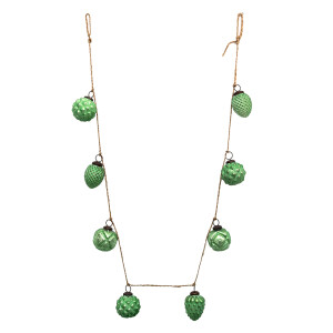 Ghirlanda globuri sticla verde 135x5x8 cm