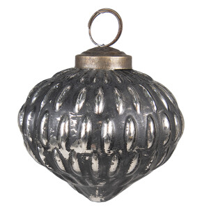 Set 6 globuri brad Craciun sticla negru argintiu 7x7 cm