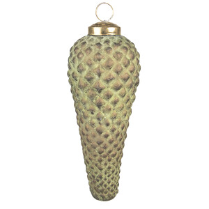 Set 4 globuri brad Craciun sticla verde 5x15 cm