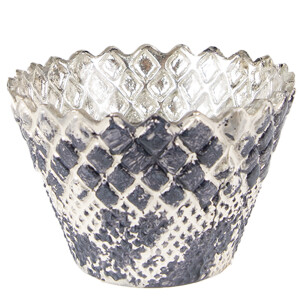 Suport lumanare sticla bej gri 10x7 cm 