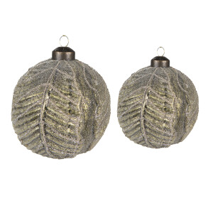 Set 2 globuri brad Craciun sticla verde 10x10 cm, 8x8 cm