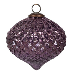 Set 4 globuri sticla violet Craciun 15x12 cm