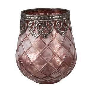 Set 2 vaze flori sticla roz PK 9x11 cm