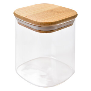 Set 2 borcane sticla lemn 8x8x10 cm