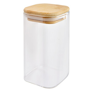 Set 2 borcane sticla lemn 6x6x12 cm