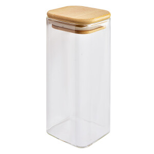 Set 2 borcane sticla lemn 6x6x15 cm