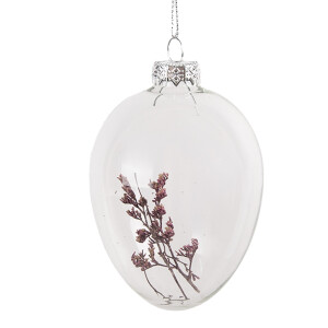 Set 6 oua decorative Paste sticla transparenta flori 7x10 cm