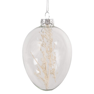 Set 6 oua decorative Paste sticla transparenta flori uscate 7x10 cm