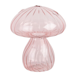Ciupercuta decorativa sticla roz 13x15 cm