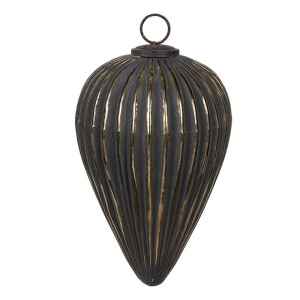 Set 2 globuri brad Craciun sticla neagra aurie 15x26 cm
