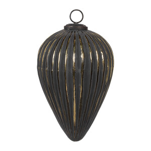 Set 4 globuri brad Craciun sticla neagra aurie 10x13 cm