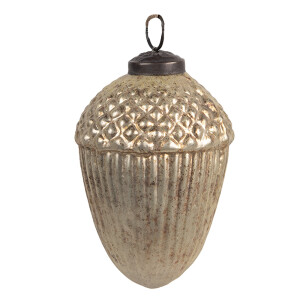 Set 3 globuri brad Craciun sticla aurie 15x21 cm