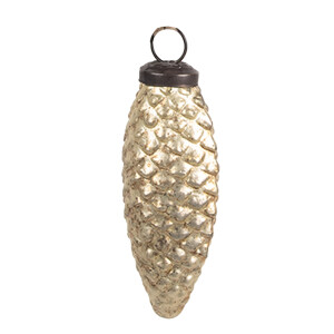 Set 4 globuri brad Craciun sticla aurie 5x4x10 cm