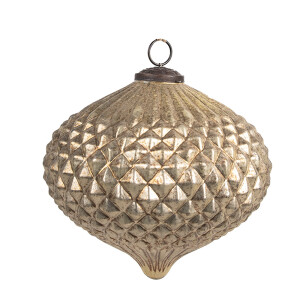 Set 4 globuri brad Craciun sticla aurie Gold 15x15 cm
