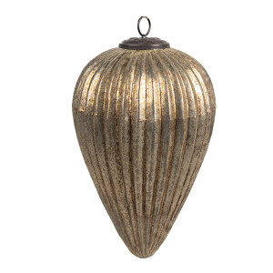 Set 2 globuri brad Craciun sticla aurie 16x25 cm