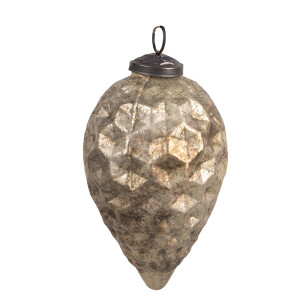 Set 4 globuri brad Craciun sticla aurie 8x11 cm