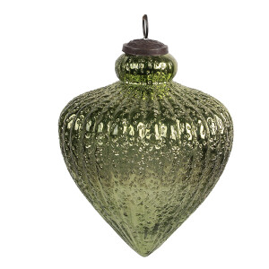 Set 4 globuri brad Craciun sticla verde 12x16 cm
