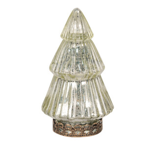 Brad Craciun sticla metal auriu cu led 8x14 cm