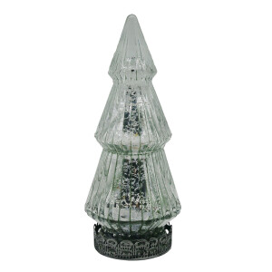 Brad Craciun sticla argintie cu led 7x16 cm