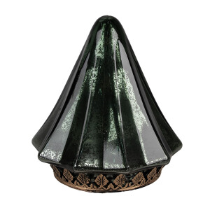 Brad Craciun sticla verde metal maro cu led 14x16 cm