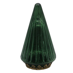 Brad Craciun sticla verde cu led 11x19 cm
