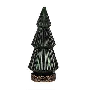 Brad Craciun sticla verde metal maro cu led 13x23 cm