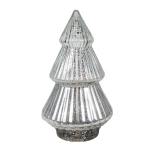 Brad Craciun sticla metal argintiu cu led 13x23 cm